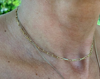 Dainty paperclip necklace - layering piece