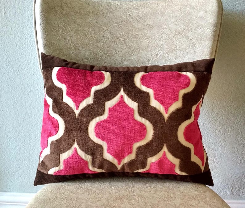 Magenta Dark Brown Velvet lumbar pillow 11 x 15 inch Etsy