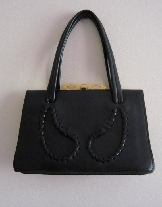 navy soft leather handbag