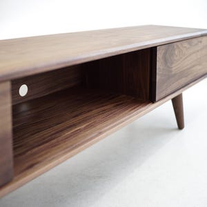 Solid Black Walnut Media Console/ TV Stand/ Credenza/ Cabinet with Beveled Edges * image 7
