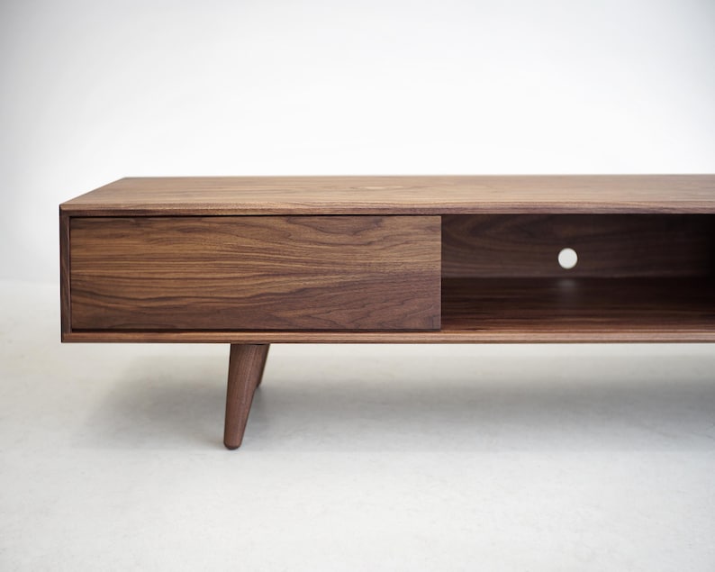 Solid Black Walnut Media Console/ TV Stand/ Credenza/ Cabinet with Beveled Edges * image 2