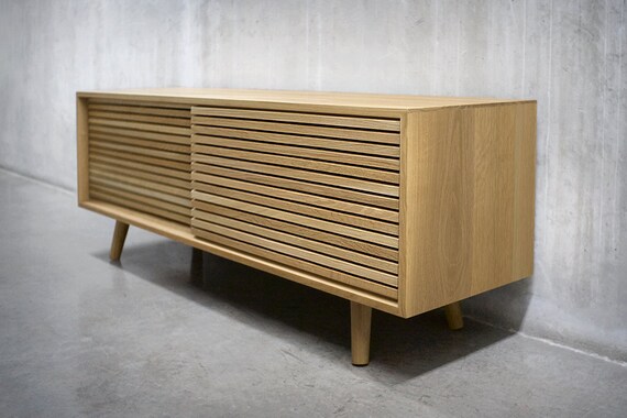 48 Solid White Oak Credenza Sideboard Cabinet Media Etsy