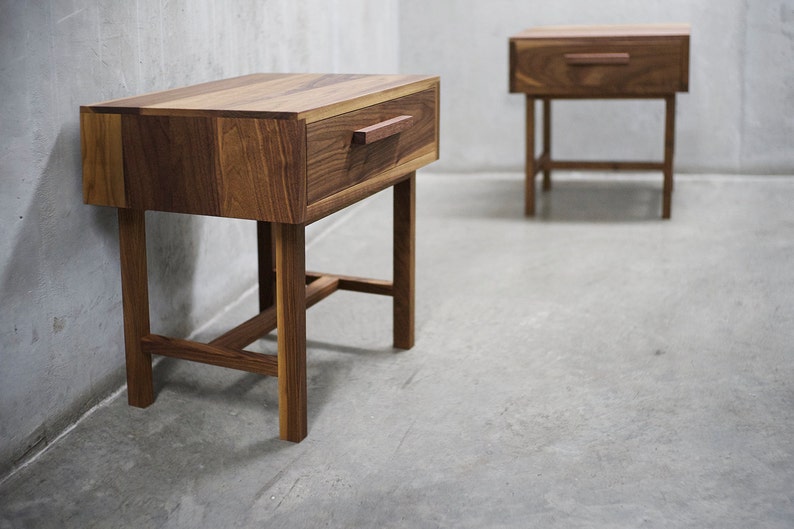 Pair of Solid Black Walnut Bedside Table/ Nightstand with Etsy