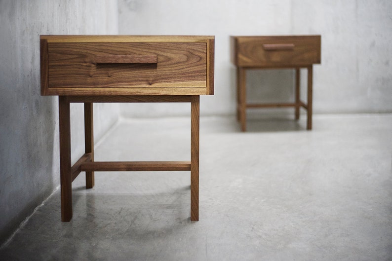 Pair of Solid Black Walnut Bedside Table/ Nightstand with Etsy
