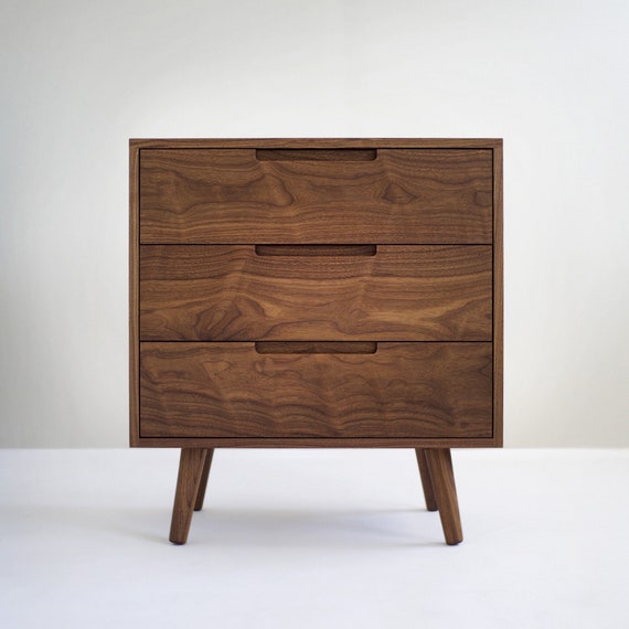 Solid Black Walnut Dresser With Three Drawers - Etsy