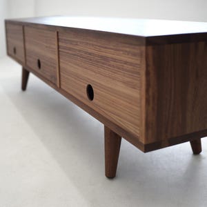 Solid Black Walnut Media Console/ TV Stand/ Credenza/ Cabinet with Beveled Edges * image 6