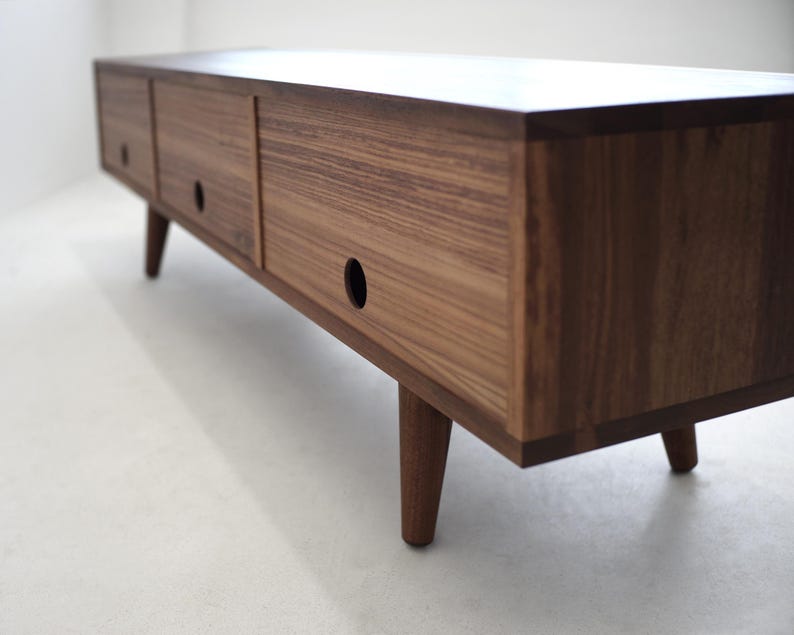 Solid Black Walnut Media Console/ TV Stand/ Credenza/ Cabinet with Beveled Edges * image 6