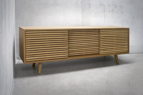 60 Solid White Oak Media Credenza TV Stand Console Cabinet With