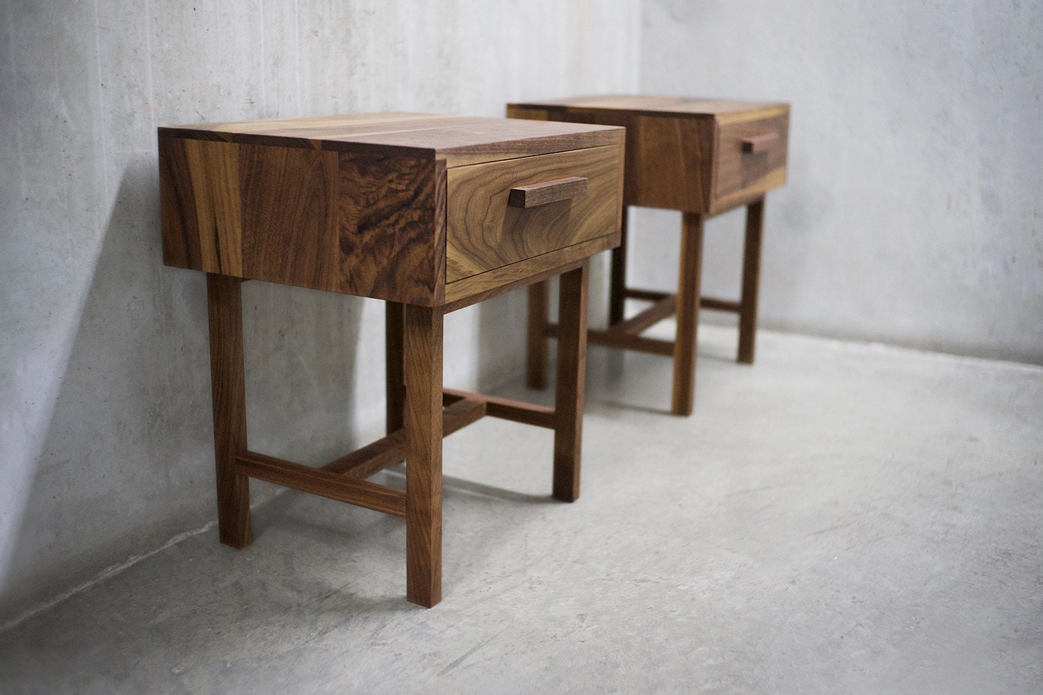 Pair of Solid Black Walnut Bedside Table/ Nightstand with Etsy
