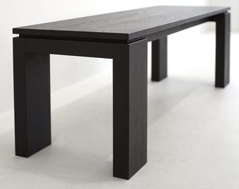 Solid Black Oak Bench, Entryway Bench, Coffee Table