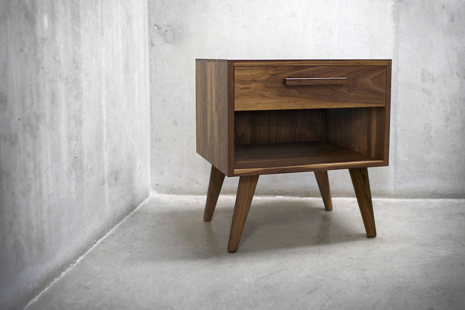 Solid Black Walnut Nightstand/ End Table With Tapered Legs Etsy