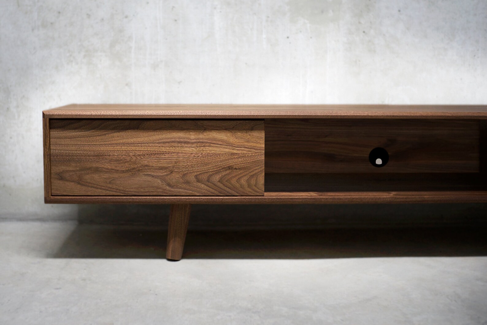 Solid Black Walnut Media Console with Beveled Edge Etsy