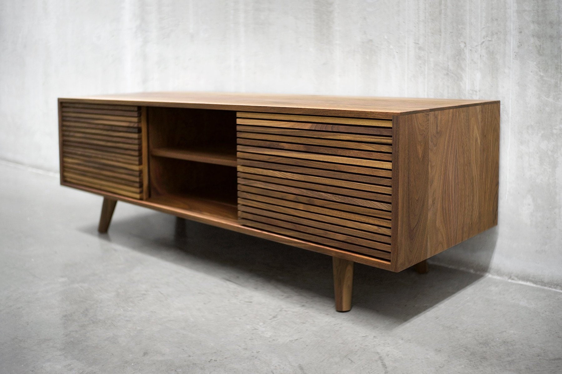 60 Solid Black Walnut Media Console/ Credenza/ Etsy