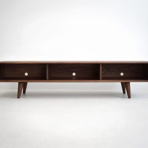 Solid Black Walnut Media Console/ TV Stand/ Credenza/ Cabinet with Beveled Edges * image 4