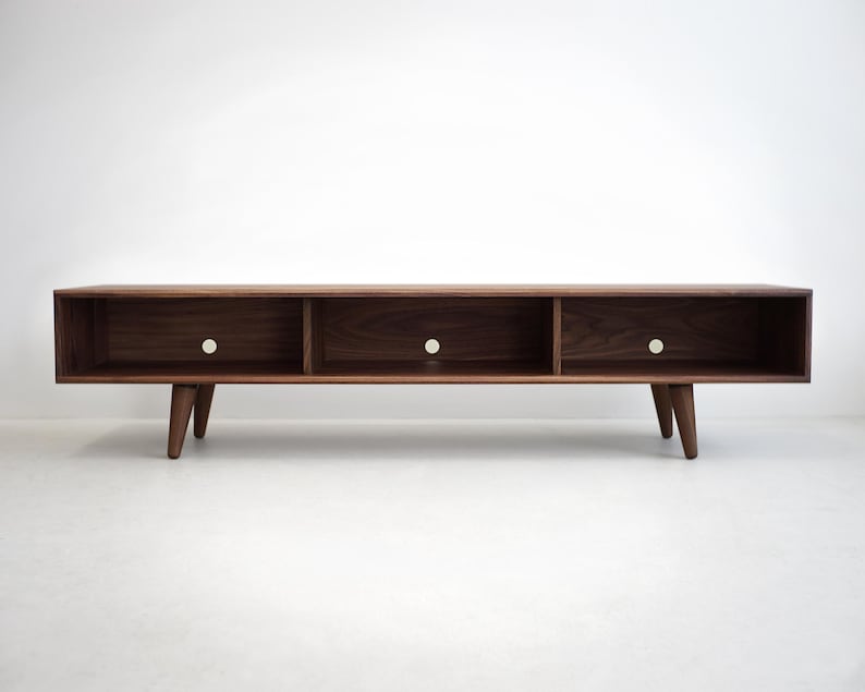 Solid Black Walnut Media Console/ TV Stand/ Credenza/ Cabinet with Beveled Edges * image 4