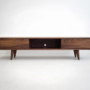 Solid Black Walnut Media Console/ TV Stand/ Credenza/ Cabinet with Beveled Edges * image 3