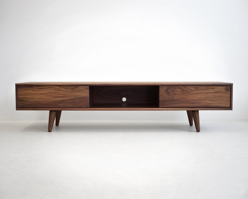Solid Black Walnut Media Console/ TV Stand/ Credenza/ Cabinet with Beveled Edges * image 3