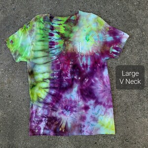 Handmade Tie dye Shirt Large V-neck Tie Dyed Shirt One of a Kind