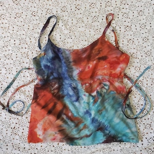 Handmade Tie Dye Large Tie in Back Tie Dyed Tank Top One of a Kind