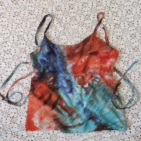 Handmade Tie Dye Large Tie in Back Tie Dyed Tank Top One of a Kind