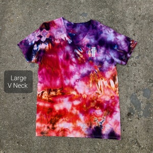 Handmade Tie Dye Shirt Large V-neck Tie Dyed Shirt One of a Kind