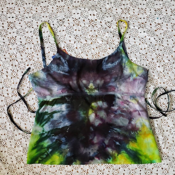 Handmade Tie Dye Large Open Back in the Back Hand Tie Dyed Tank Top One of a Kind