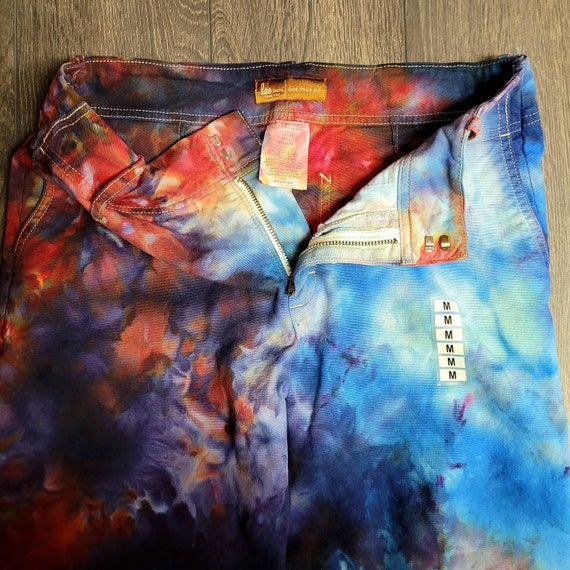 Handmade Tie Dye Jeans. Tie Dyed Pants Medium One of a Kind