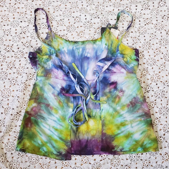 Handmade Tie Dye Large Open Back in the Back Hand Tie Dyed Tank Top One of a Kind