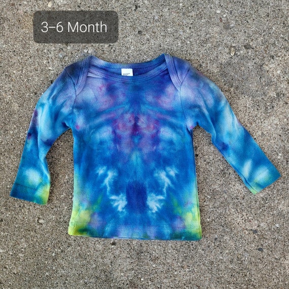 Handmade Tie Dye 3 Month 6 Month Long Sleeve Tie Dyed Baby Size 3-6 Months One of a Kind