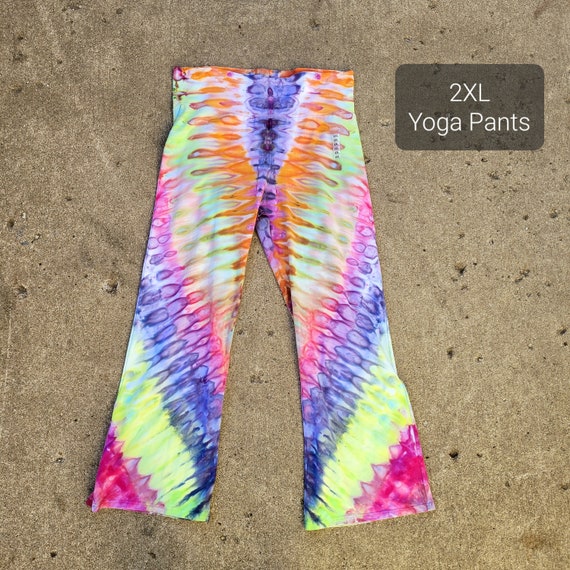 Handmade 2XL Yoga Pants Tie Dye Ice Dyed One of a Kind