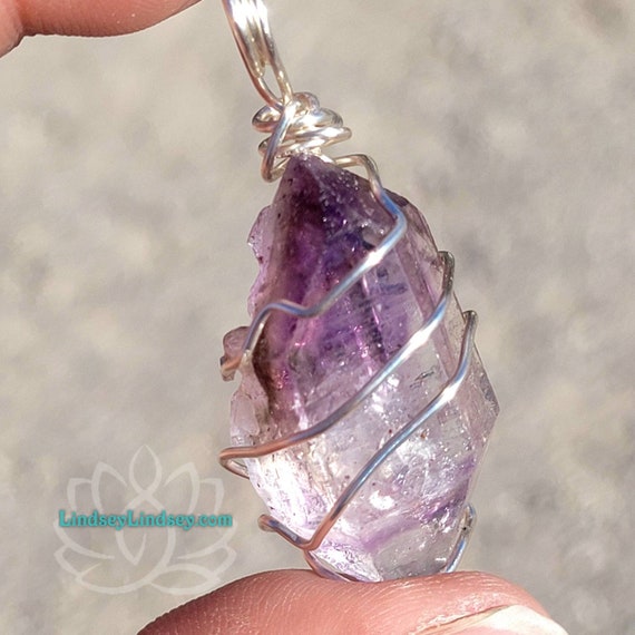 Super 7 Crystal from Zimbabwe Amethyst Cacoxenite Lepidocrocite Goethite Smoky Quartz Quartz Crystal Actual Mineral Specimen Pendant