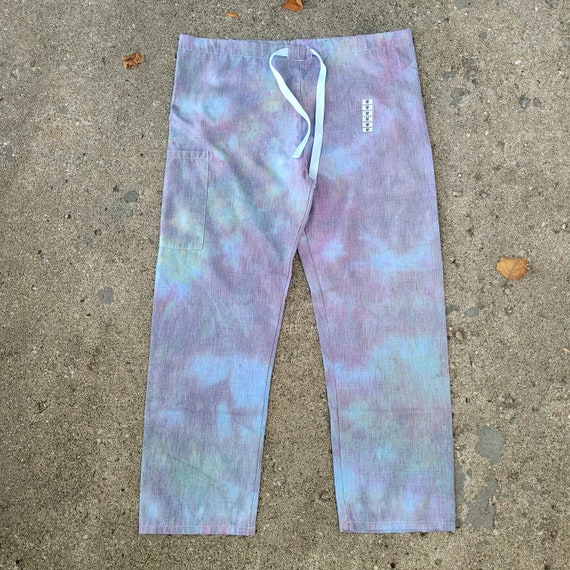 Handmade Tie Dye Scrub Pants Medium One of a Kind In Stock