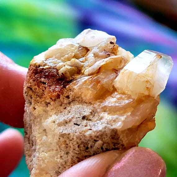 Natural Citrine Quartz Crystal Cluster Crystal on Matrix veins