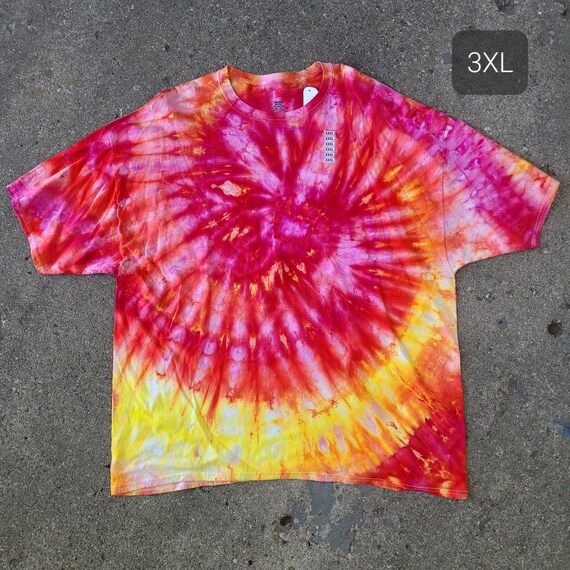 Handmade Tie Dye T Shirt 3XL Crew Neck Shirt One of a Kind