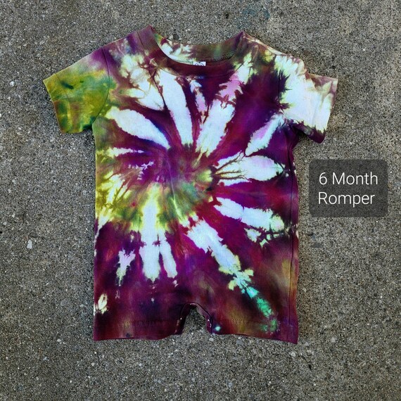 Handmade Tie Dyed Baby Romper 6 Months Tie Dye Romper One of a Kind
