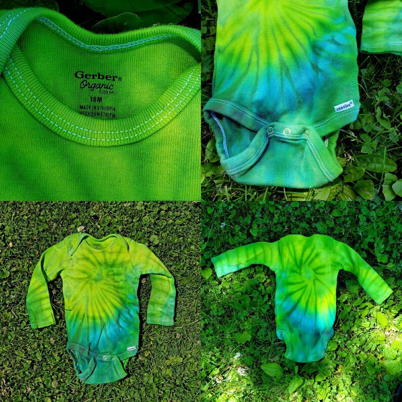 18 Month Organic Cotton Long Sleeve Tie dye Baby Onsie