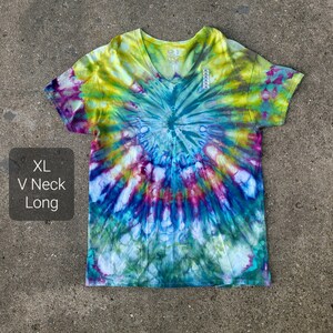 Handmade Tie Dye XL V-neck Tie Dyed T Shirt One of a Kind