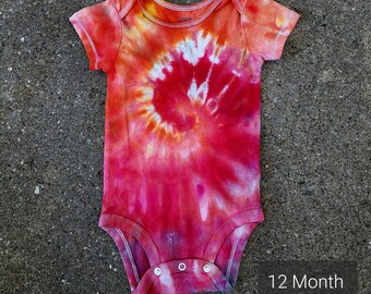 Handmade Tie Dye 12 Month Baby Onsie Bodysuit One of a Kind