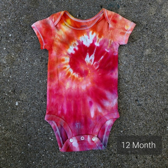 Handmade Tie Dye 12 Month Baby Onsie Bodysuit One of a Kind