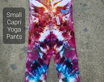 Handmade Tie Dye Yoga Pants Knee Length size Small One of a Kind