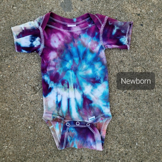 Handmade Tie Dye Newborn Baby Tie Dyed Bodysuit Onsie