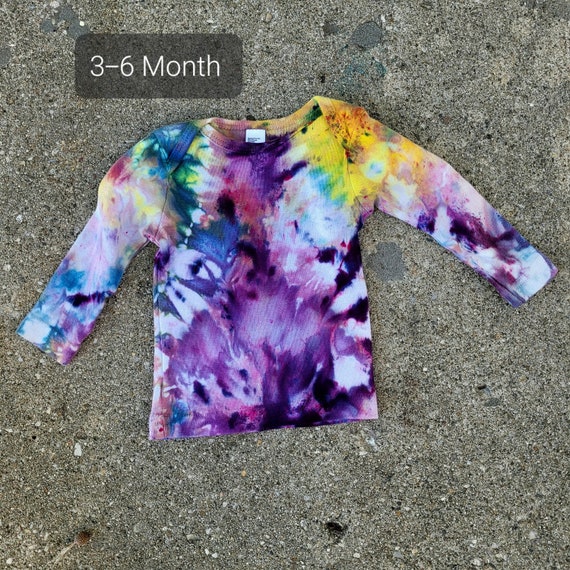 Handmade Tie Dye 3 Month 6 Month Long Sleeve Tie Dyed Baby Size 3-6 Months One of a Kind