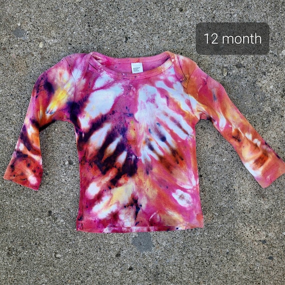 Handmade Tie Dye 3 Month 6 Month Long Sleeve Tie Dyed Baby Size 3-6 Months One of a Kind