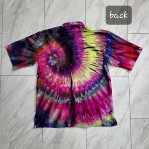 Handmade Tie Dye Button Down Rayon Short Sleeve Shirt Small One of a Kind