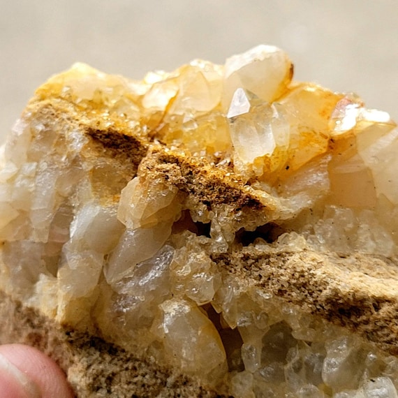 Tangerine Citrine Quartz Crystal Cluster on Matrix