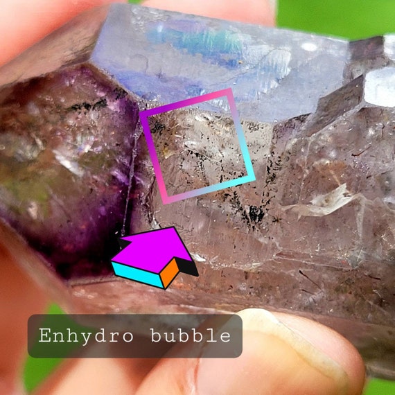 Enhydro Elestial Skeletal Super 7 Amethyst, Smoky Quartz, Cacoxenite, Lepidocrocite, Goethite, Clear Quartz, Rutile Actual Mineral Specimen