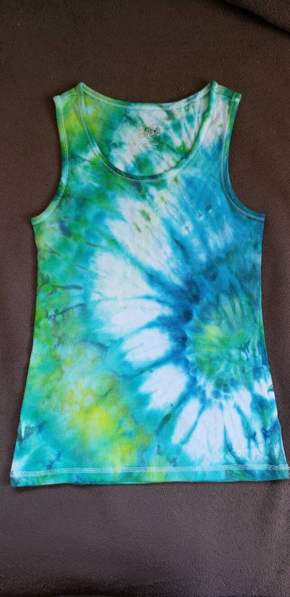 Handmade Juniors Tie Dyed Ribbed Tank Top One of a Kind