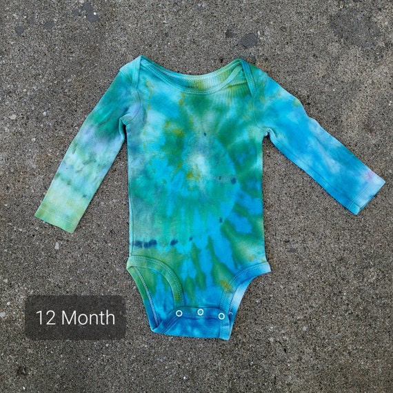 Handmade 12 Month onsie. Carter Long Sleeve Tie Dye, Baby Size 12 Months One of a Kind