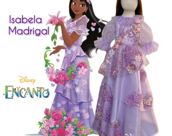 Handmade Isabela Encanto Costume Dress with Hair Clip