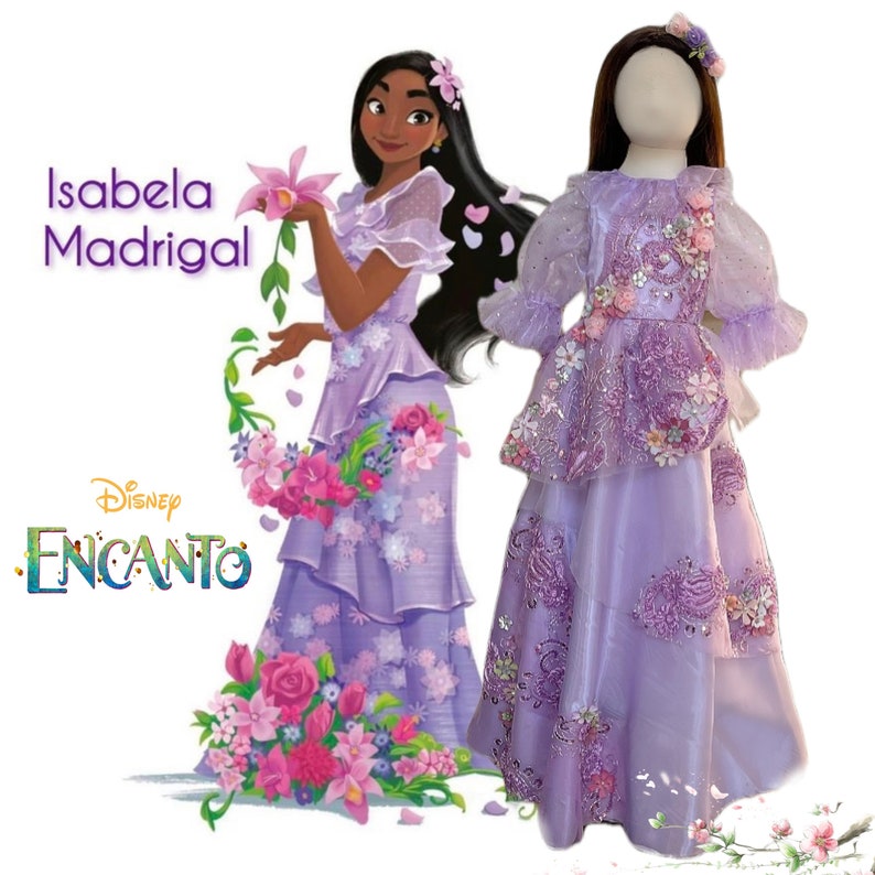 Isabela Encanto Girls dress Isabella madrigal outfit Isabel Disney Encanto movie costume 